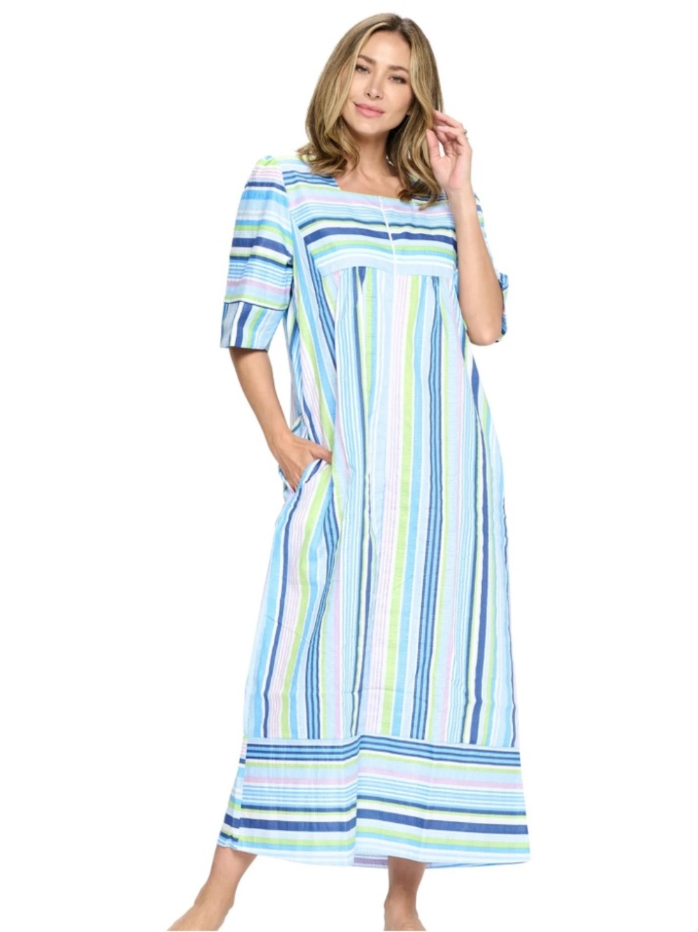 Casual Nights Women's Zip‎ Front Housecoat Long Duster Lounger Size L